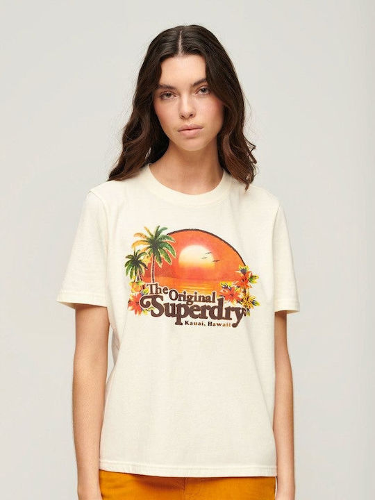 Superdry Femeie Tricou Ecru Marl