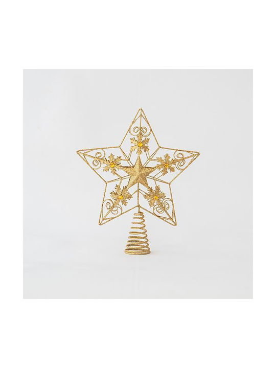 279474 Christmas Tree Topper Gold With Gold Dust With Beads Gold