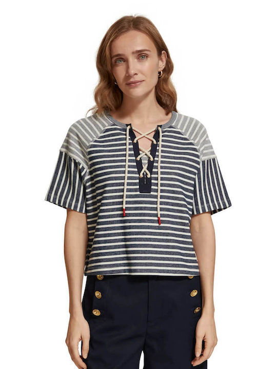 Scotch & Soda Lace Up Boxy Blouse White