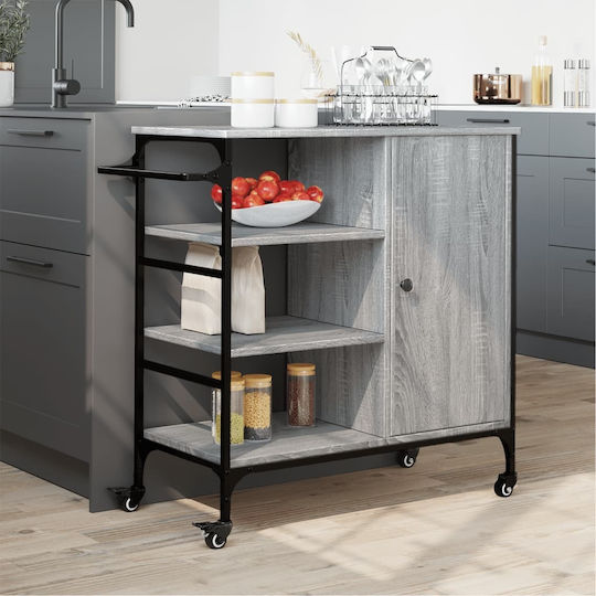 vidaXL Ραφιέρα Κουζίνας Ξύλινη 4 Θέσεων Γκρι 87.5x38.5x84.5cm