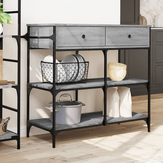 vidaXL Ραφιέρα Κουζίνας Ξύλινη 4 Θέσεων Γκρι 105x42x95cm