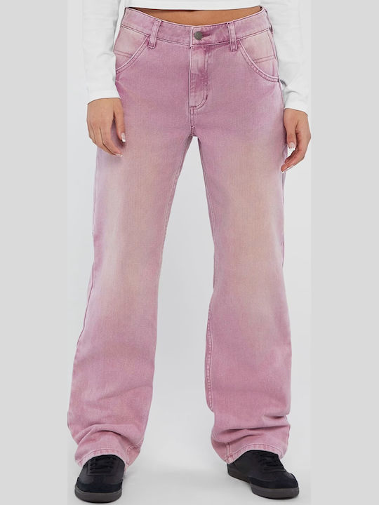 Γυναικείο Jean Παντελόνι Mid Rise σε Loose Εφαρμογή Ροζ