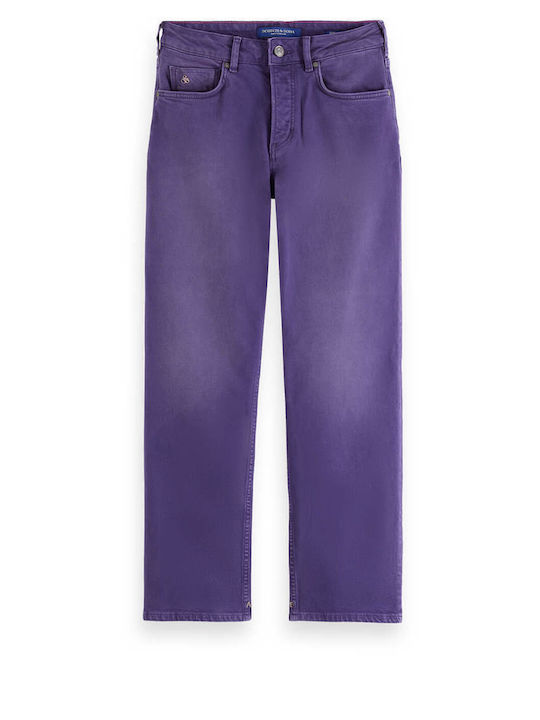 High Waist Women's Jean Trousers in Straight Line Purple