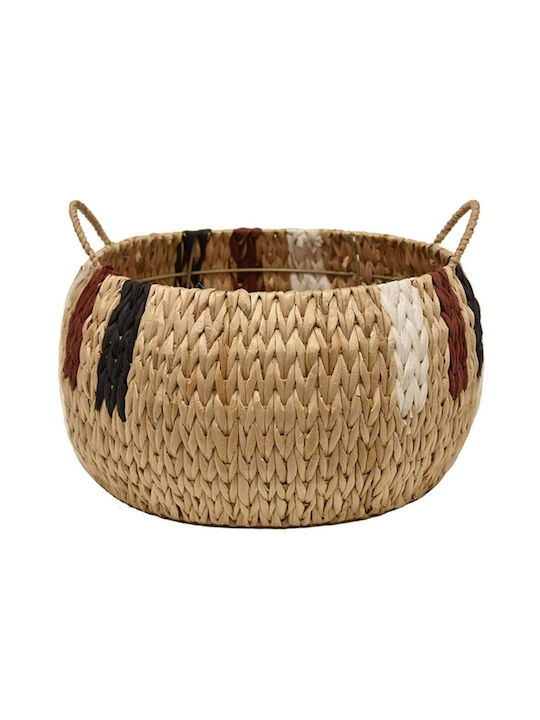 Decorative Basket Wicker with Handles Gray 35x23cm Plastona