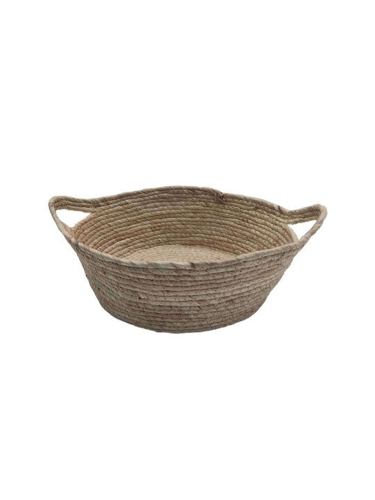 Decorative Basket Wicker with Handles White 34x12cm Plastona