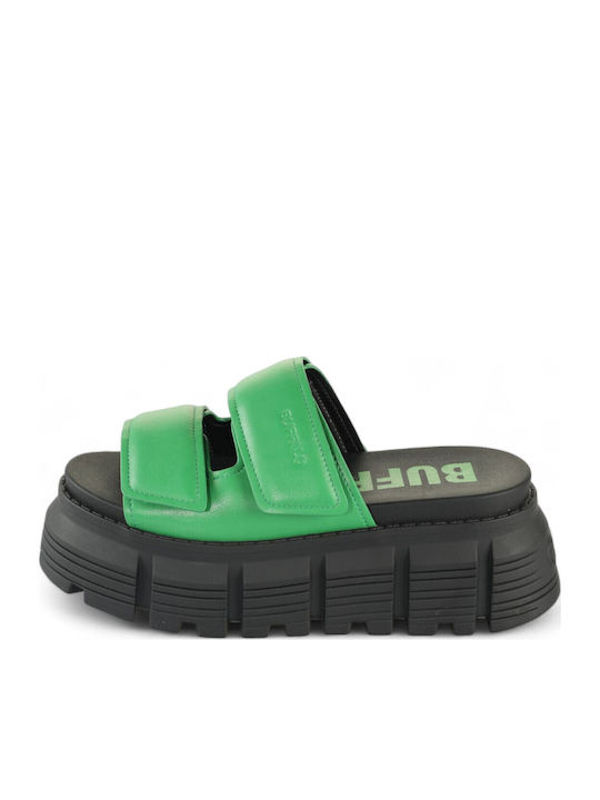 Leather Women's Flat Sandals Green