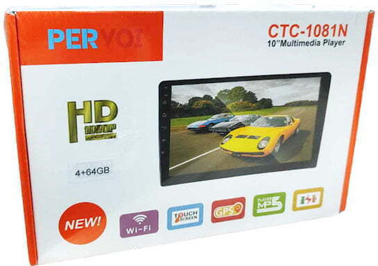PerVoi Ηχοσύστημα Αυτοκινήτου (Bluetooth/USB/WiFi/GPS/Apple-Carplay/Android-Auto) με Οθόνη Αφής 10"