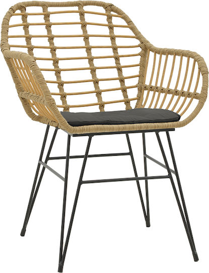 Outdoor Armchair Rattan Bulan Brown with Cushion 58x64x81cm