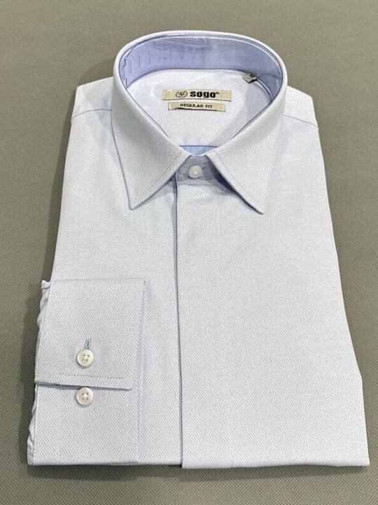 Sogo Long-sleeved Cotton Shirt Light Blue