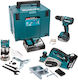Makita DLX3116TJ Set Plunge Router & Rabota & Mașină de găurit cu impact Brushless 18V cu 2 baterii 5Ah și husă