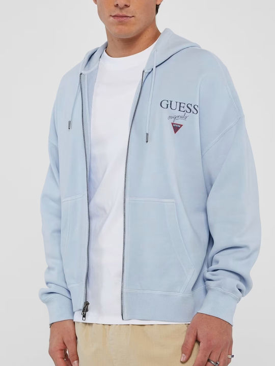 Guess Ανδρική Φούτερ Ζακέτα με Κουκούλα Airway Blue