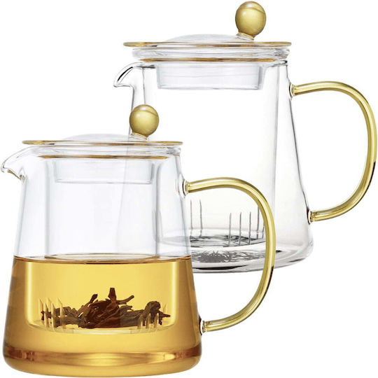 Quasar Set Ceai Cu Filtru Sticlă 700ml 2 Bucăți