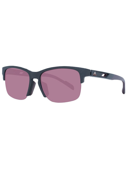 adidas Men's Sunglasses with Black Plastic Frame and Purple Lens SP0048