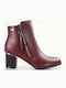 Women's Ankle Boots with Medium Heel Burgundy
