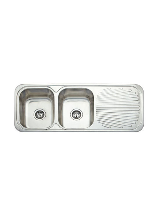 Eco Ένθετος Νεροχύτης Inox Μ118xΠ48cm Ασημί