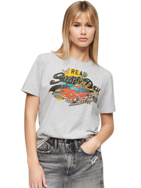 Superdry Vl Graphic pentru Femei Bluză Flake Grey Marl