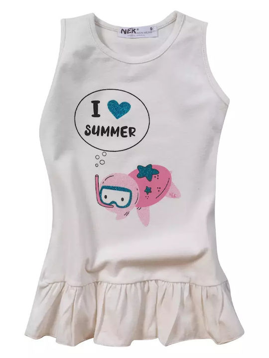 Βρεφικό Φόρεμα Νεκ Για Κορίτσια Love Summer Άσπρο