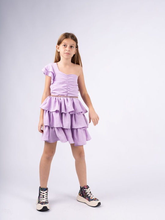 Evita Dress With Belt 242065 Purple
