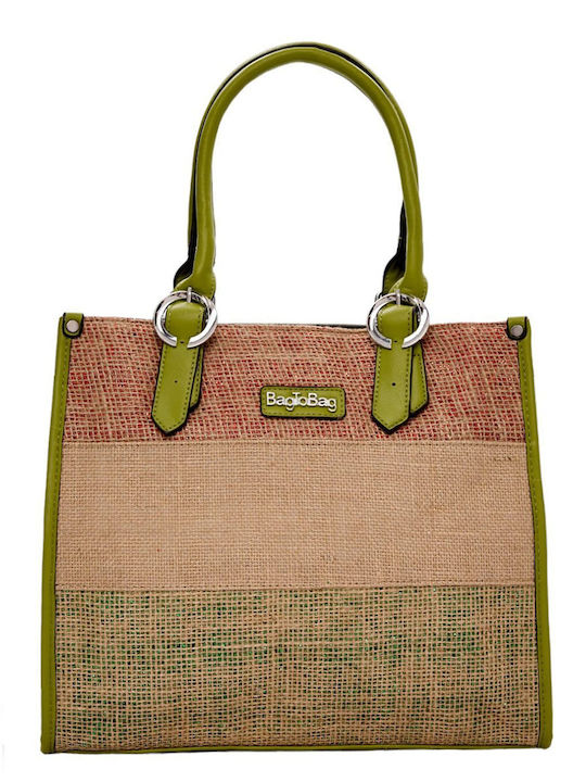 Bag to Bag Ψάθινη Τσάντα Θαλάσσης Πράσινη