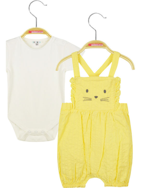 Energiers Rabbit Pramsuit Set with Salopeta Yellow