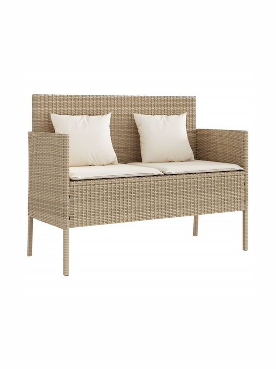 Two-Seater Sofa Outdoor Rattan with Pillows