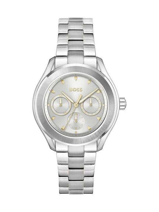 Boss Lida Γυναικείο Ρολόι 38mm Μπαταρίας με Ασημί Μεταλλικό Μπρασελέ