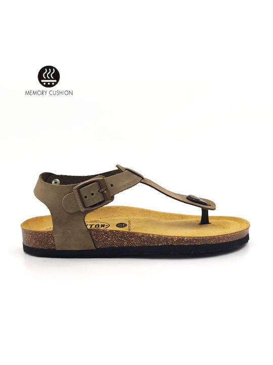 Plakton Bali Leather Women's Flat Sandals in Kh...