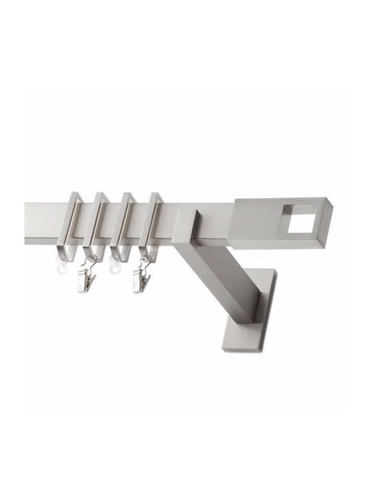 Metallic Curtain Pole Belmont Flat Double with Rod Φ30mm 160cm Silver