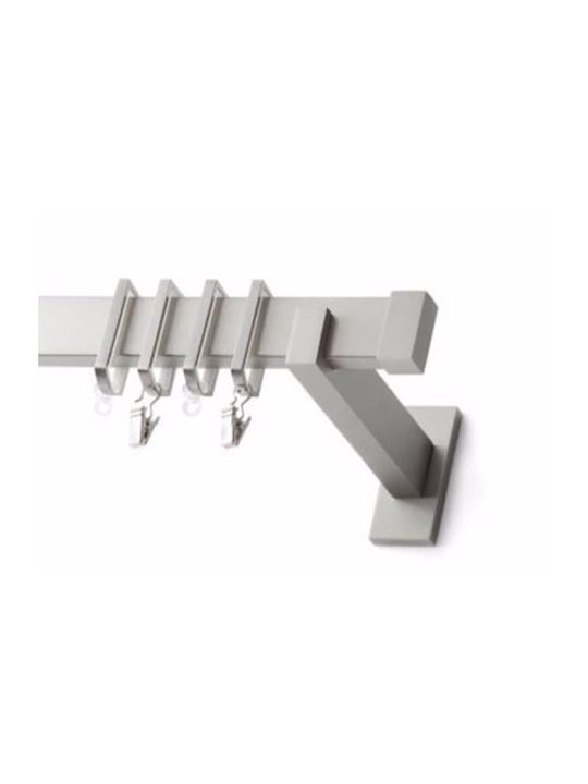 Metallisch Vorhangstange Moris Flat Doppel mit Stange Φ30mm 240cm Silber