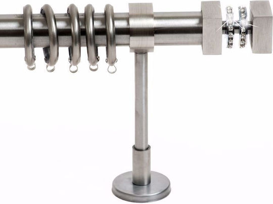 Metallic Curtain Pole Naxos Strass Double with Rod Φ35mm 160cm Silver