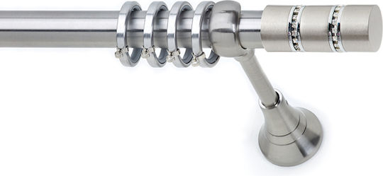 Anartisi Metallic Curtain Pole S18 Single Diameter 25mm Length 160cm Nickel Satin