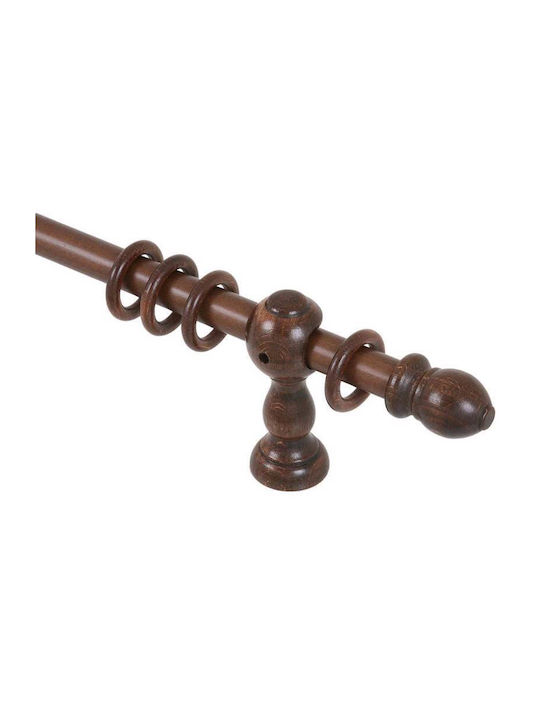 Ramino Wooden Curtain Pole Single Φ30mm 240cm Walnut