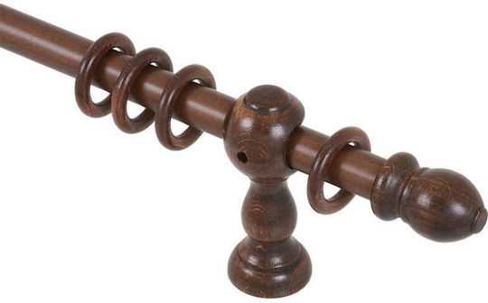 Ramino Wooden Curtain Pole Single Φ30mm 180cm Walnut