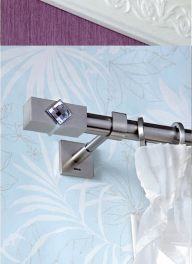 Aslanis Home Metallic Curtain Pole Caldera Crystal Double with Rod Φ25mm 160cm Silver