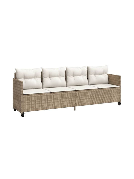 Sofa Outdoor Rattan with Pillows 200x52.5cm