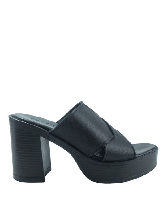 Commanchero Original Mules cu Mare Toc în Negru Culoare