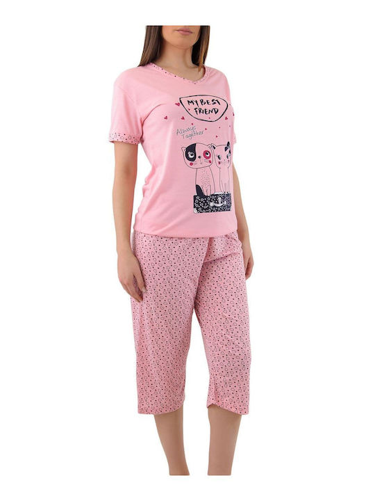 FMS Sommer Damen Pyjama-Set Rose