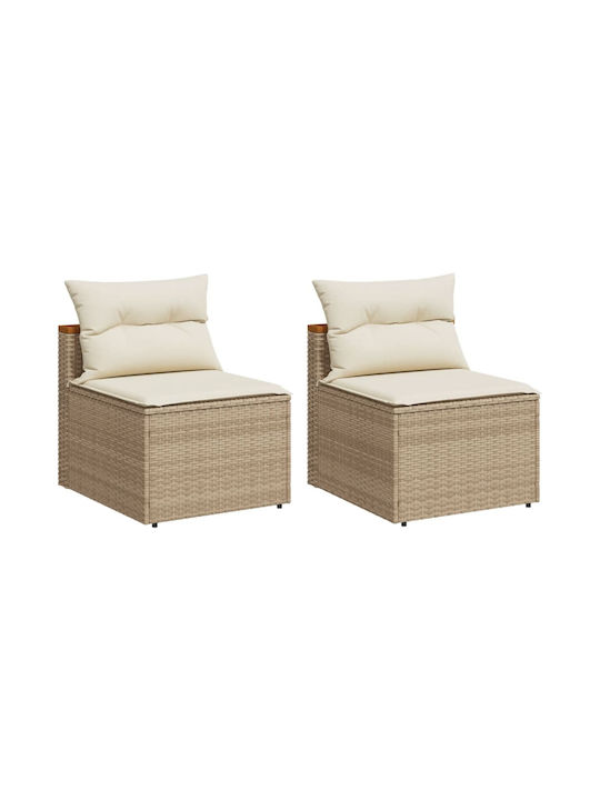 Set Outdoor Lounge Beige with Pillows 2pcs