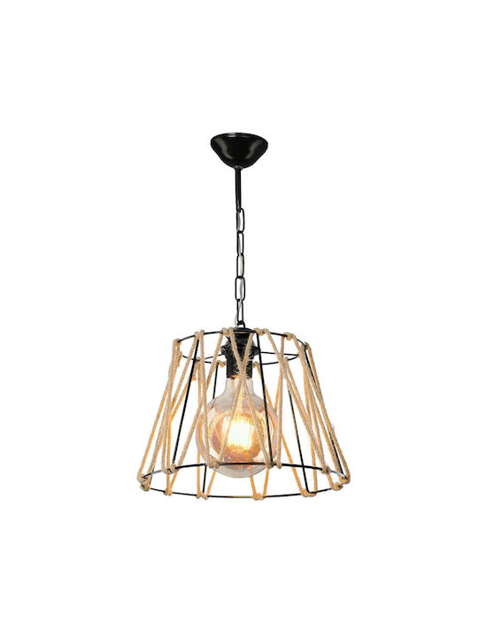 Pakketo Pendant Light Single-Light with Rope for Socket E27 Black