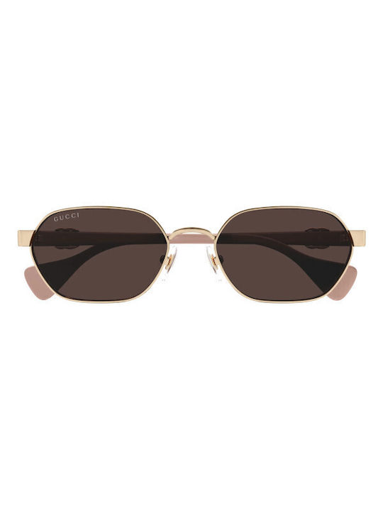 Gucci Sunglasses with Gold Metal Frame and Brown Lens GG1593S 003