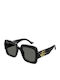 Gucci Ochelari De Soare Pentru Femei Cu Ramă Neagră Din Plastic Și Lentile Gri GG1547S 001
