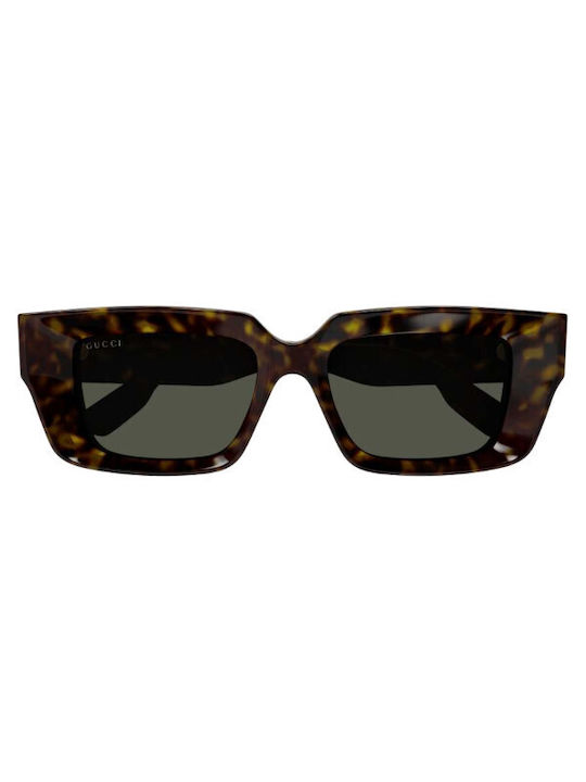 Gucci Women's Sunglasses with Brown Tartaruga Plastic Frame and Green Lens GG1529S 002