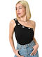 Potre Women's Blouse With One Shoulder Black