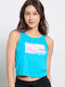 Women's Athletic Crop Top Sleeveless Aqua Velva
