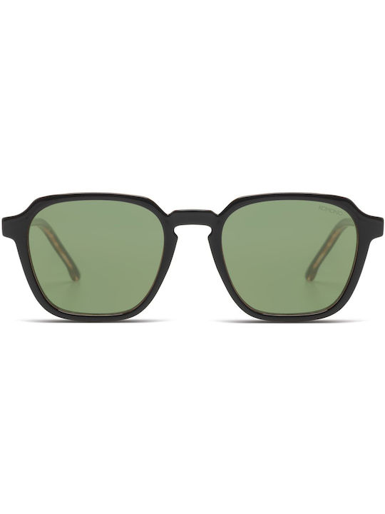 Komono Matty Sunglasses with Black Tartaruga Plastic Frame and Green Lens KOM-S9532