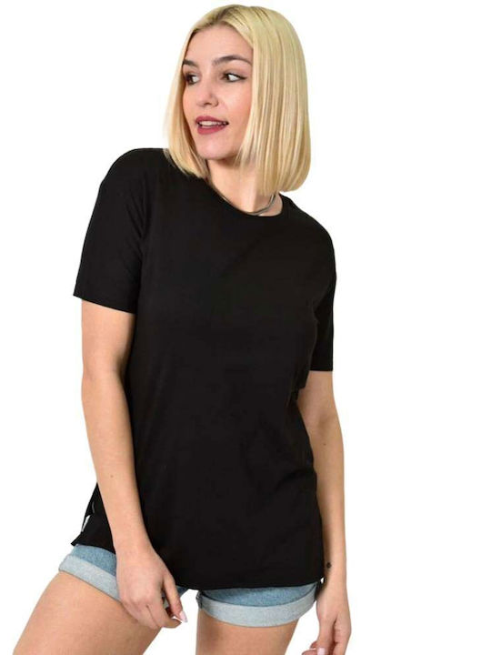 First Woman Women's Blouse Short Sleeve Black