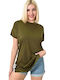 First Woman Women's Blouse Short Sleeve Haki