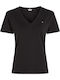 Tommy Hilfiger Feminin Tricou cu Decolteu în V Black