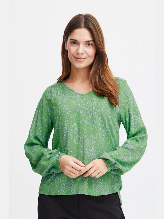 Fransa Women's Blouse Long Sleeve Green