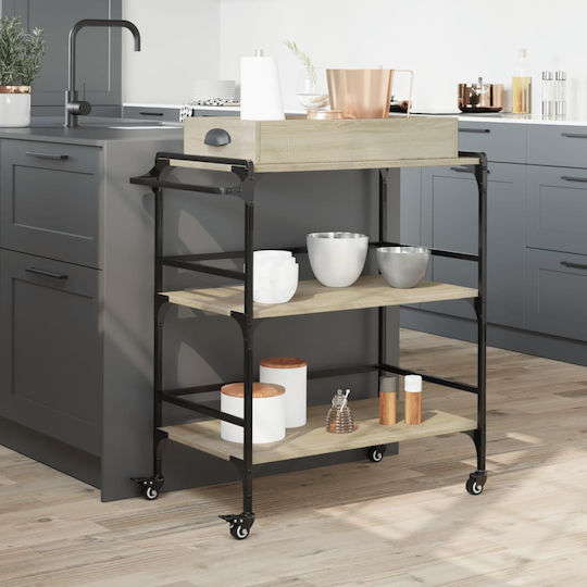 vidaXL vidaXL Lebensmittelregal Holz Mit 3 Ebenen Braune 81,5x41x92,5cm